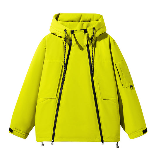 Schlanke Schwarze Kapuzenjacke mit Utility-Design