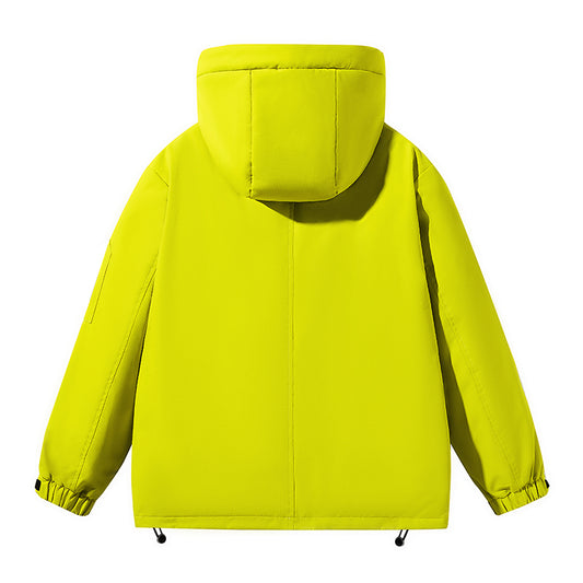 Schlanke Schwarze Kapuzenjacke mit Utility-Design