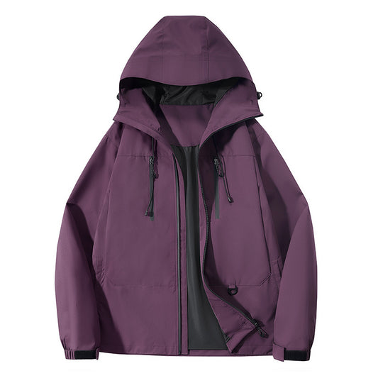 Technische Polyester Kapuzenjacke mit Reißverschluss