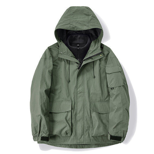 Robuste Schwarze Polyester Kapuzen-Feldjacke