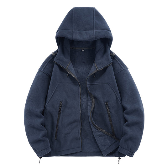 Lässige Polyester Kapuzenjacke mit Reißverschluss