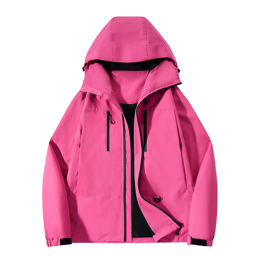 Technische Polyester Kapuzenjacke mit Reißverschluss