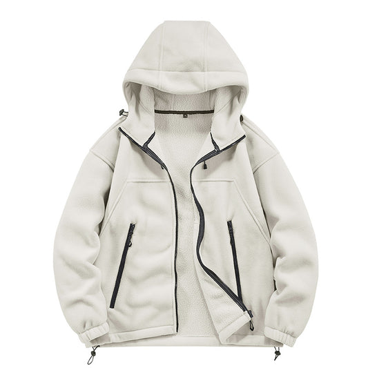 Lässige Polyester Kapuzenjacke mit Reißverschluss