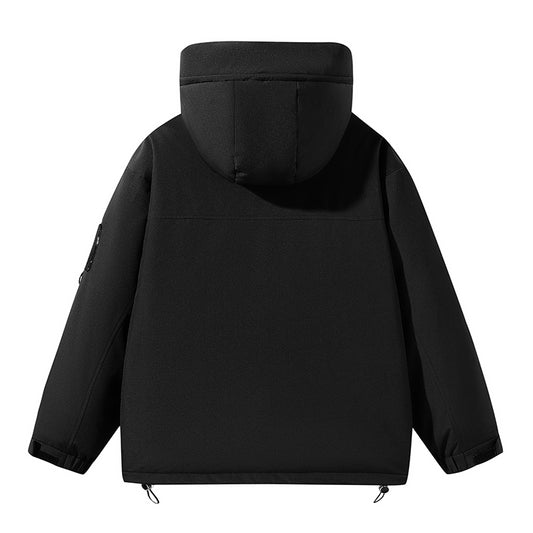 Vielseitige Schwarze Kapuzen-Technikjacke