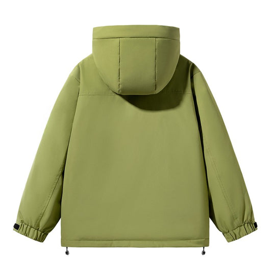 Moderne Olivgrüne Kapuzen-Technikjacke