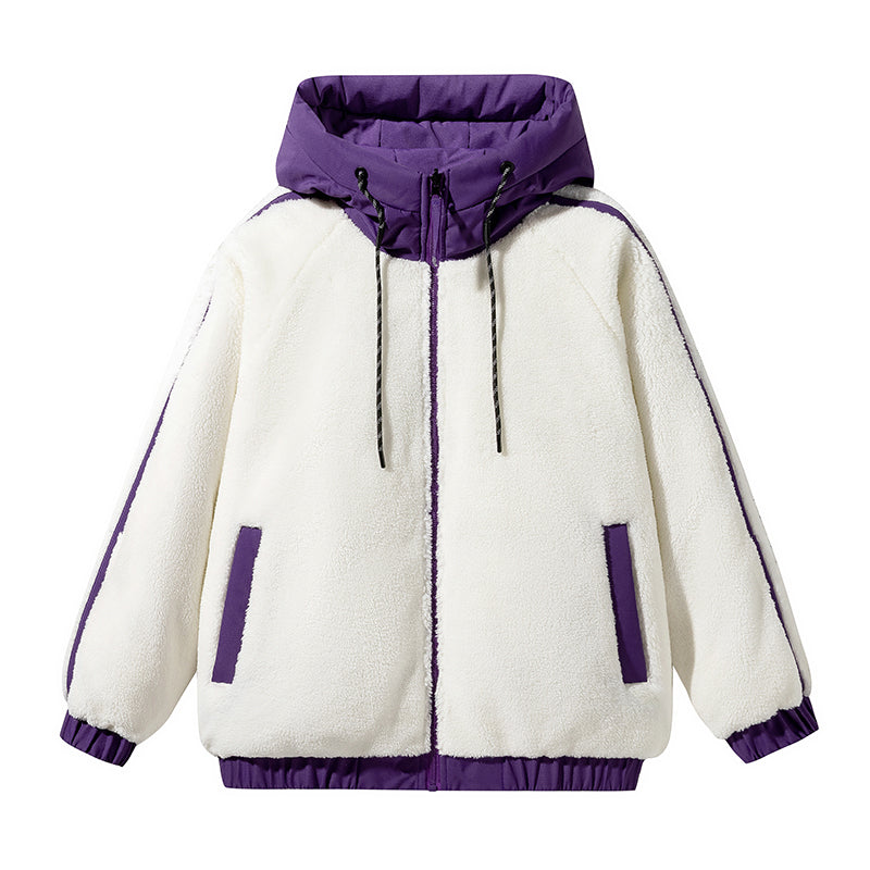 Kräftige Lila Kapuzenjacke mit Elastischen Bündchen