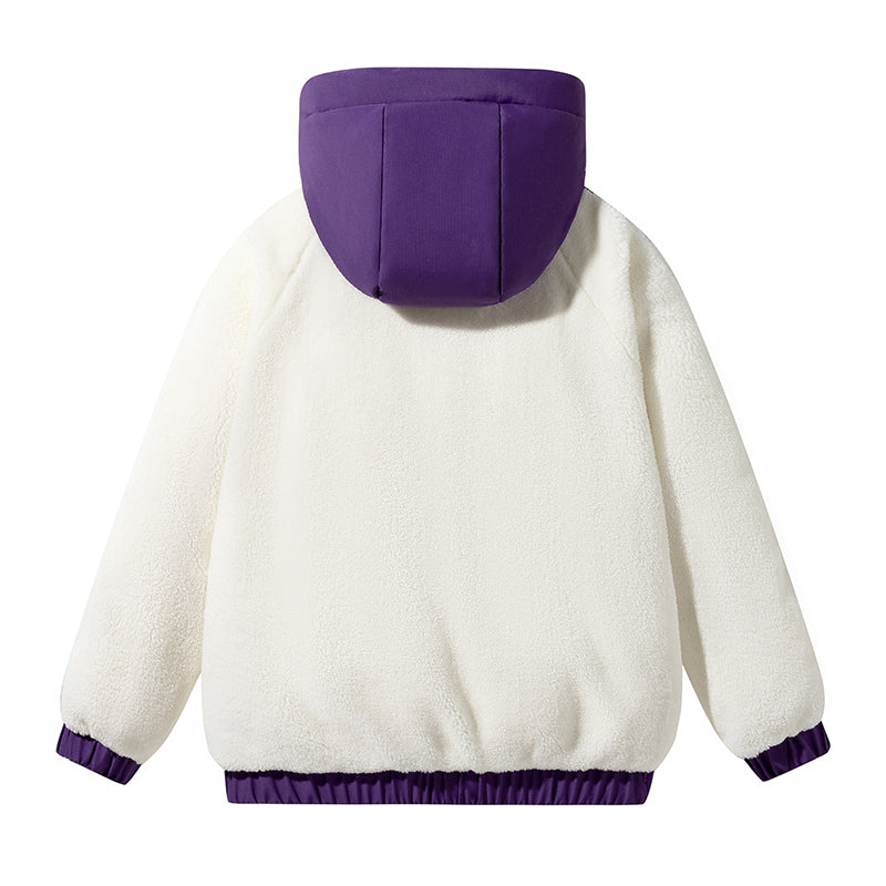 Kräftige Lila Kapuzenjacke mit Elastischen Bündchen