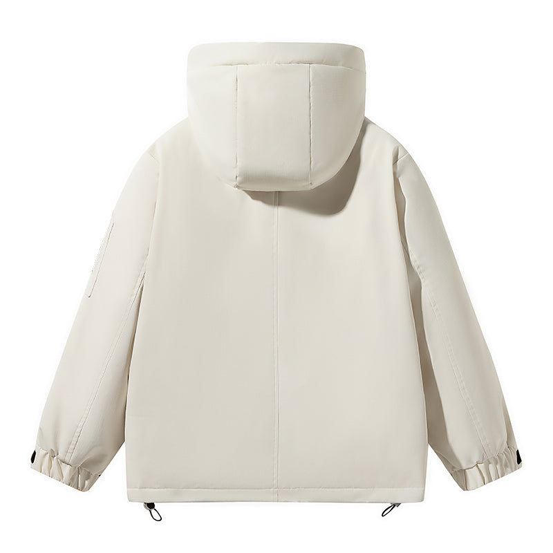 Schlanke Schwarze Kapuzenjacke mit Utility-Design