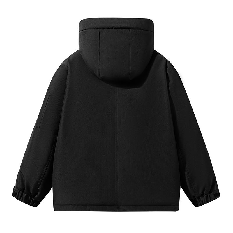Schlanke Schwarze Kapuzenjacke mit Utility-Design