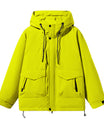 Leuchtend Gelber Kapuzen-Windbreaker mit Vielen Taschen