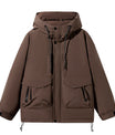 Leuchtend Gelber Kapuzen-Windbreaker mit Vielen Taschen
