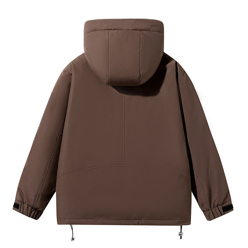 Leuchtend Gelber Kapuzen-Windbreaker mit Vielen Taschen