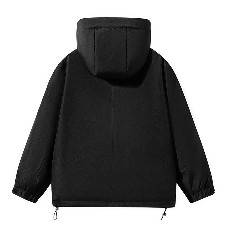 Leuchtend Gelber Kapuzen-Windbreaker mit Vielen Taschen