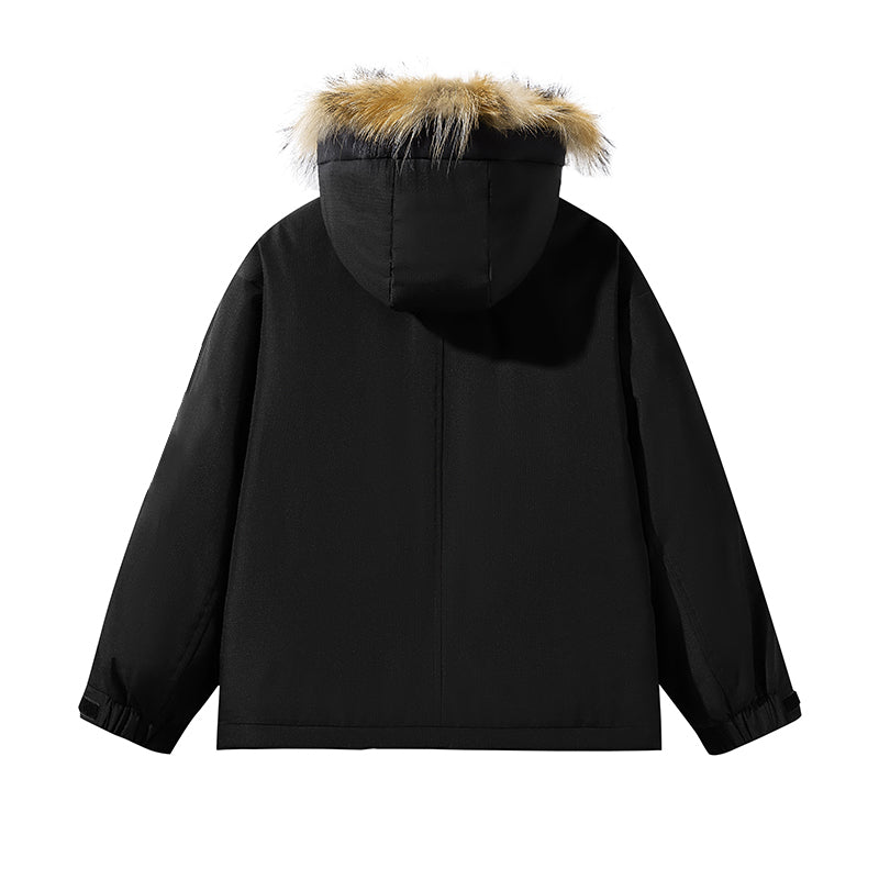 Elegante Creme Parka mit Kunstpelz-Kapuzenbesatz