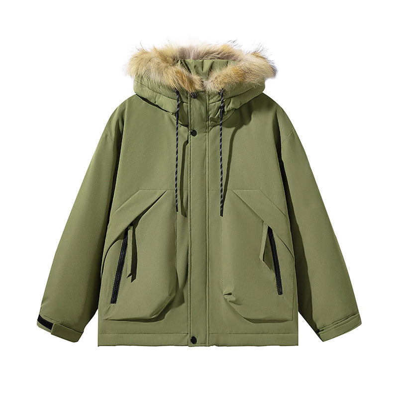 Elegante Creme Parka mit Kunstpelz-Kapuzenbesatz