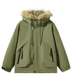 Elegante Creme Parka mit Kunstpelz-Kapuzenbesatz