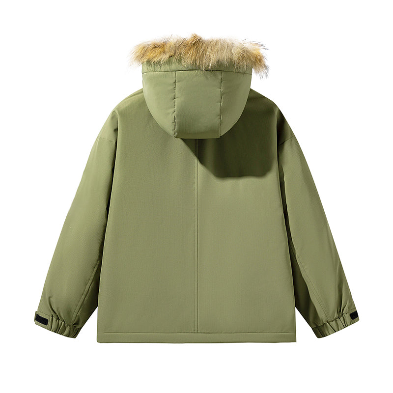 Elegante Creme Parka mit Kunstpelz-Kapuzenbesatz