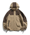 Robuste Polyester-Farbblock-Reißverschluss-Kapuzen-Feldjacke