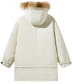 Elegante Creme Parka mit Kunstpelz-Kapuzenbesatz