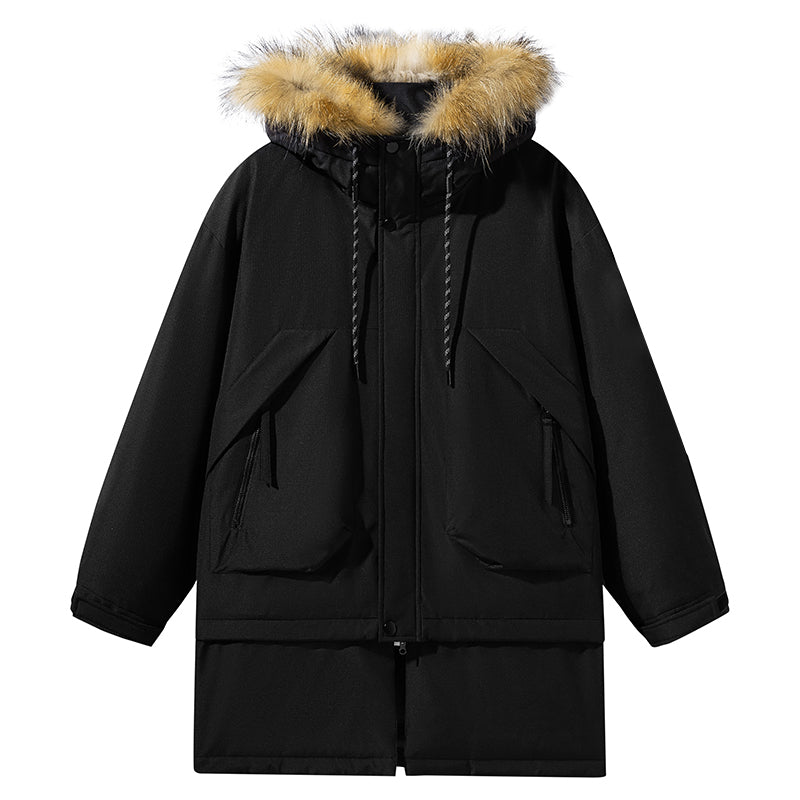 Elegante Creme Parka mit Kunstpelz-Kapuzenbesatz