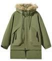 Elegante Creme Parka mit Kunstpelz-Kapuzenbesatz