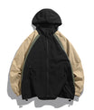 Zweifarbige Baumwoll-Panel-Kapuzen-Casual-Bomberjacke