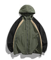 Zweifarbige Baumwoll-Panel-Kapuzen-Casual-Bomberjacke
