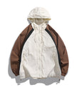 Zweifarbige Baumwoll-Panel-Kapuzen-Casual-Bomberjacke