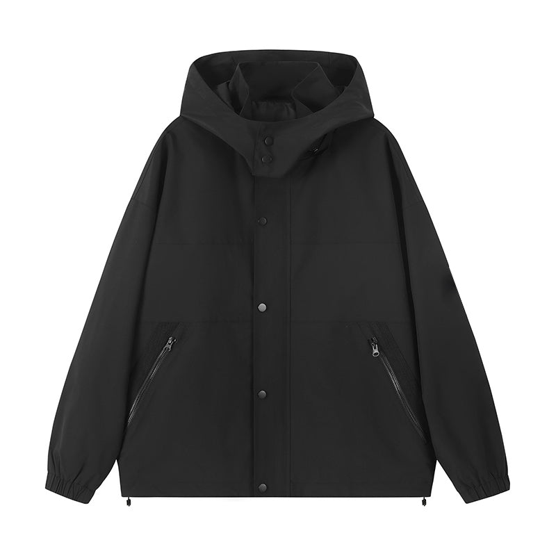 Lebhaftes Polyester-Farbblock-Kapuzen-Casual-Jacke