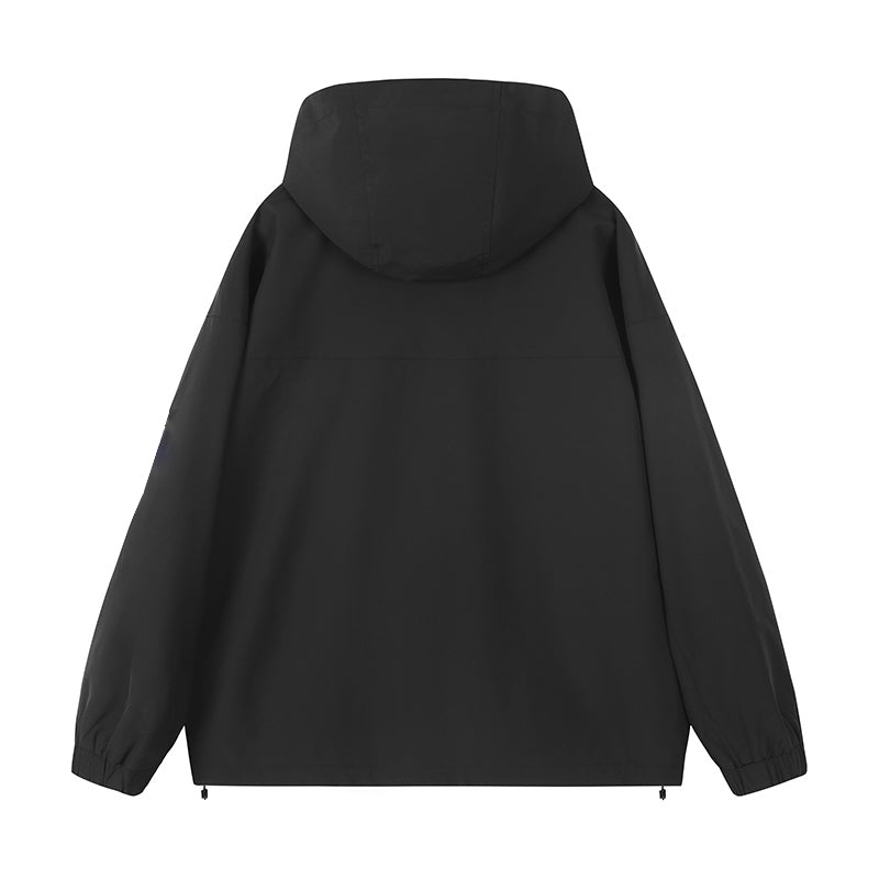 Lebhaftes Polyester-Farbblock-Kapuzen-Casual-Jacke