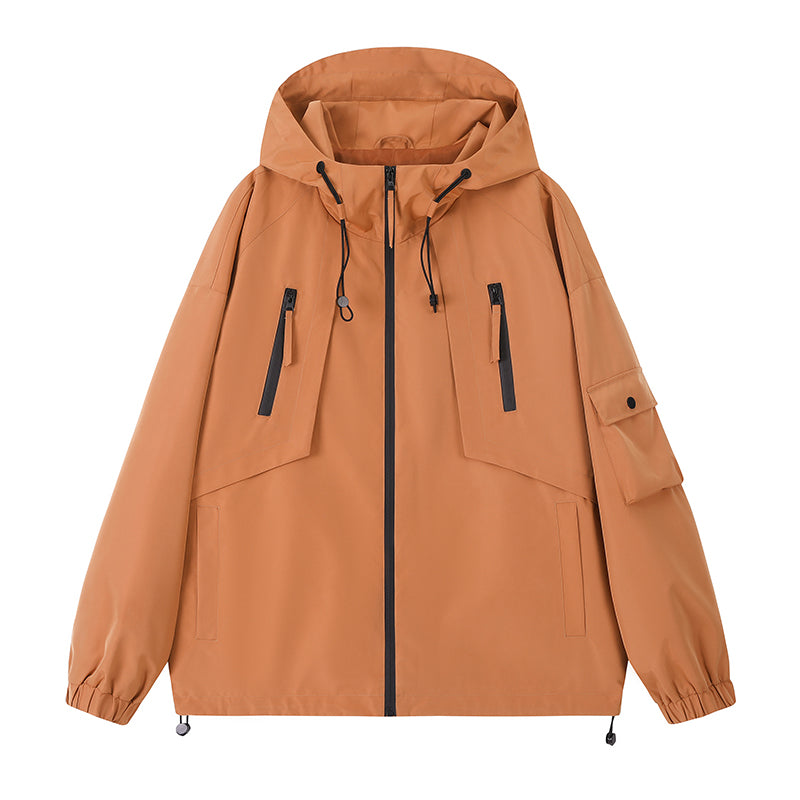 Leuchtende Kapuzen-Utility-Windbreaker-Jacke