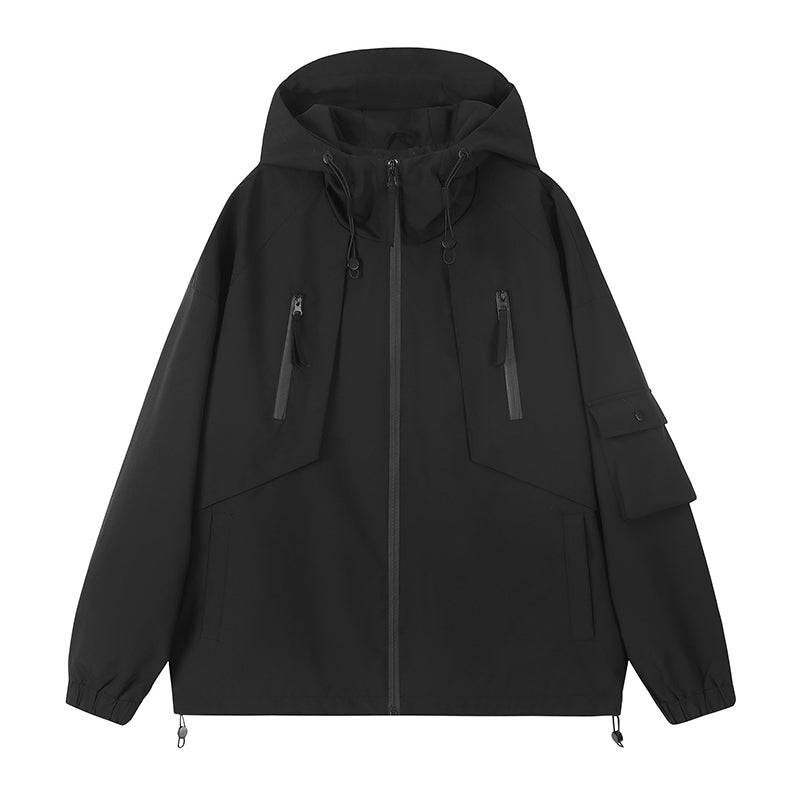 Leuchtende Kapuzen-Utility-Windbreaker-Jacke