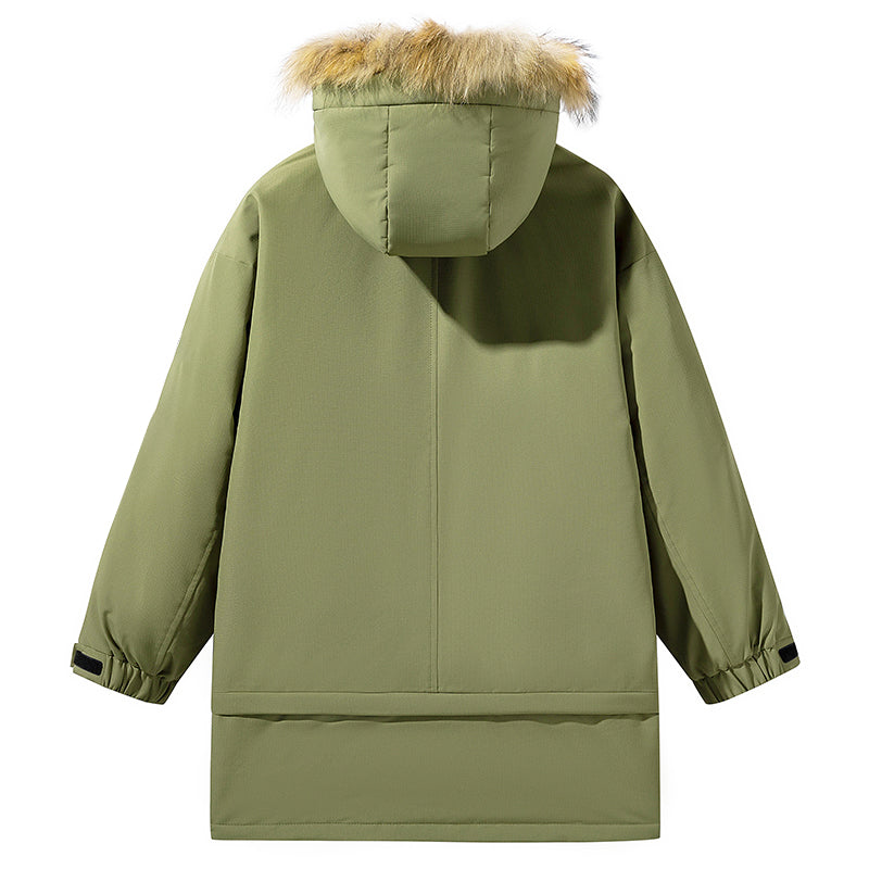 Elegante Creme Parka mit Kunstpelz-Kapuzenbesatz