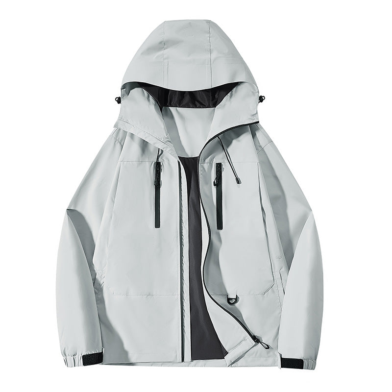 Technische Polyester Kapuzenjacke mit Reißverschluss