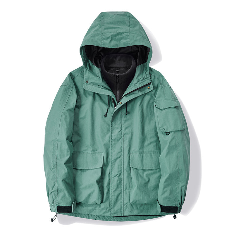 Robuste Schwarze Polyester Kapuzen-Feldjacke