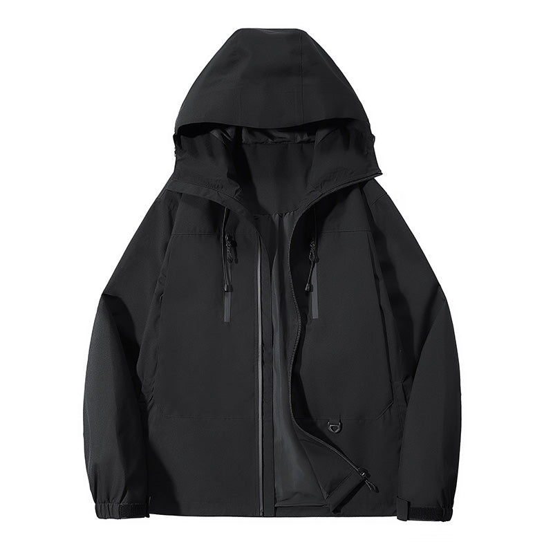 Technische Polyester Kapuzenjacke mit Reißverschluss