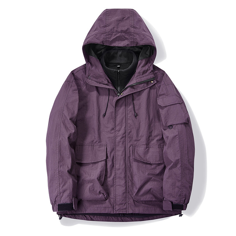 Robuste Schwarze Polyester Kapuzen-Feldjacke