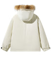 Elegante Creme Parka mit Kunstpelz-Kapuzenbesatz
