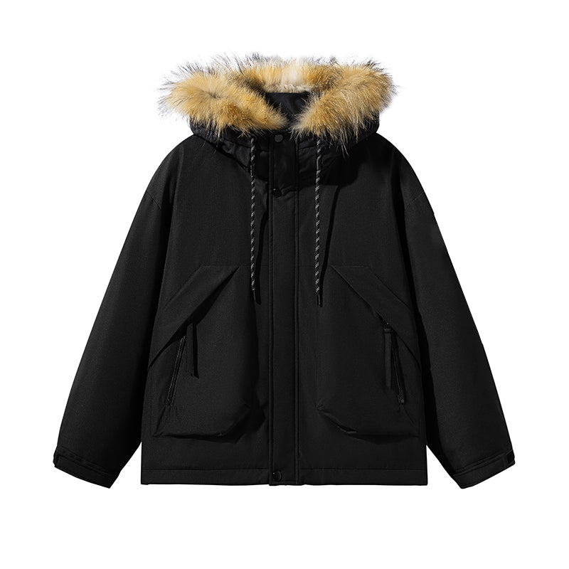 Elegante Creme Parka mit Kunstpelz-Kapuzenbesatz