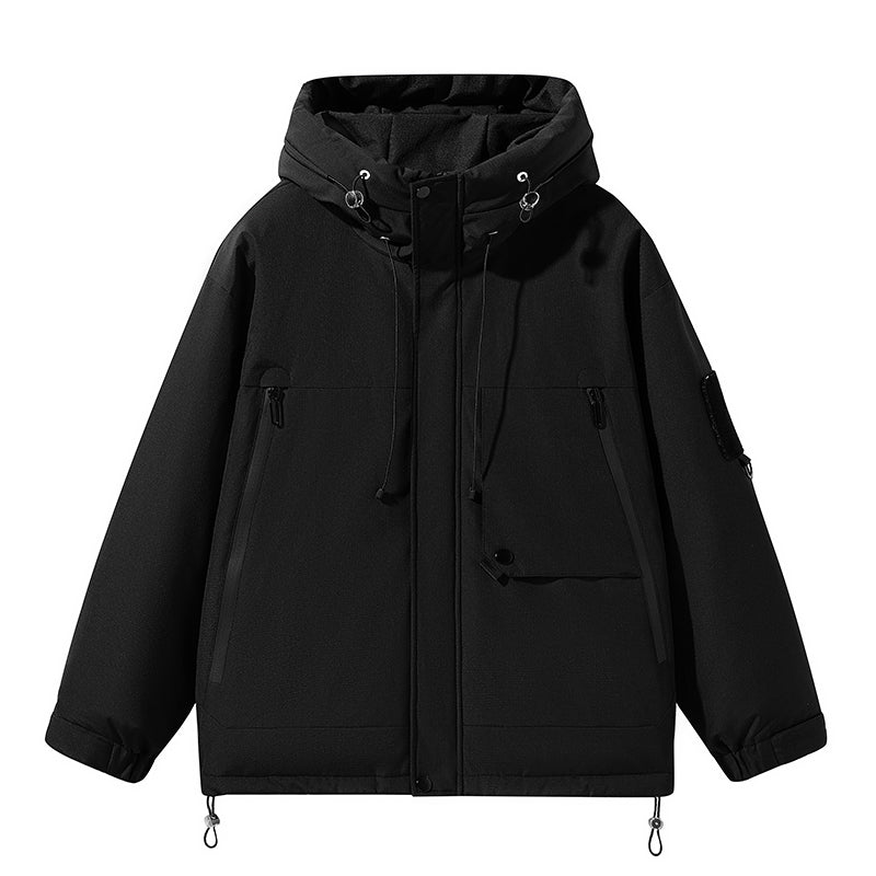 Vielseitige Schwarze Kapuzen-Technikjacke