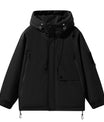 Vielseitige Schwarze Kapuzen-Technikjacke