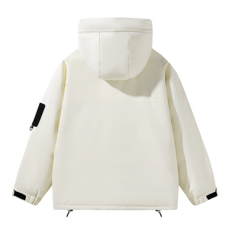 Vielseitige Schwarze Kapuzen-Technikjacke