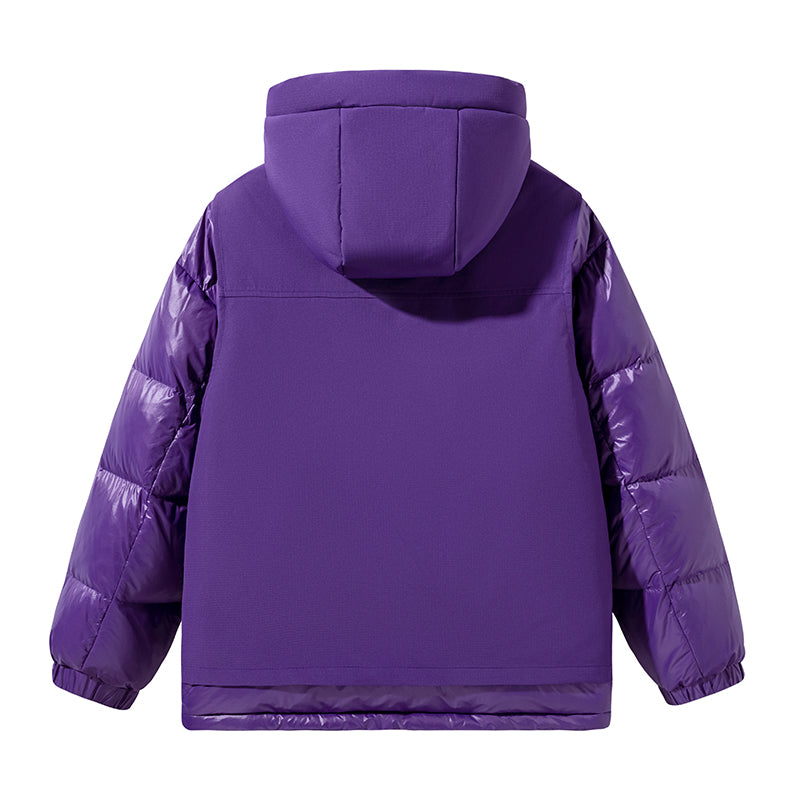 Schlanke Schwarze Kapuzenjacke mit Glänzenden Ärmel-Panels