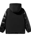 Schlanke Schwarze Kapuzenjacke mit Glänzenden Ärmel-Panels