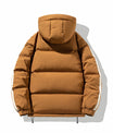 Unisex Modische Hellbraune Kapuzen-Pufferjacke mit Streifendetail