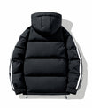 Unisex Modische Hellbraune Kapuzen-Pufferjacke mit Streifendetail