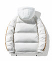 Unisex Modische Hellbraune Kapuzen-Pufferjacke mit Streifendetail