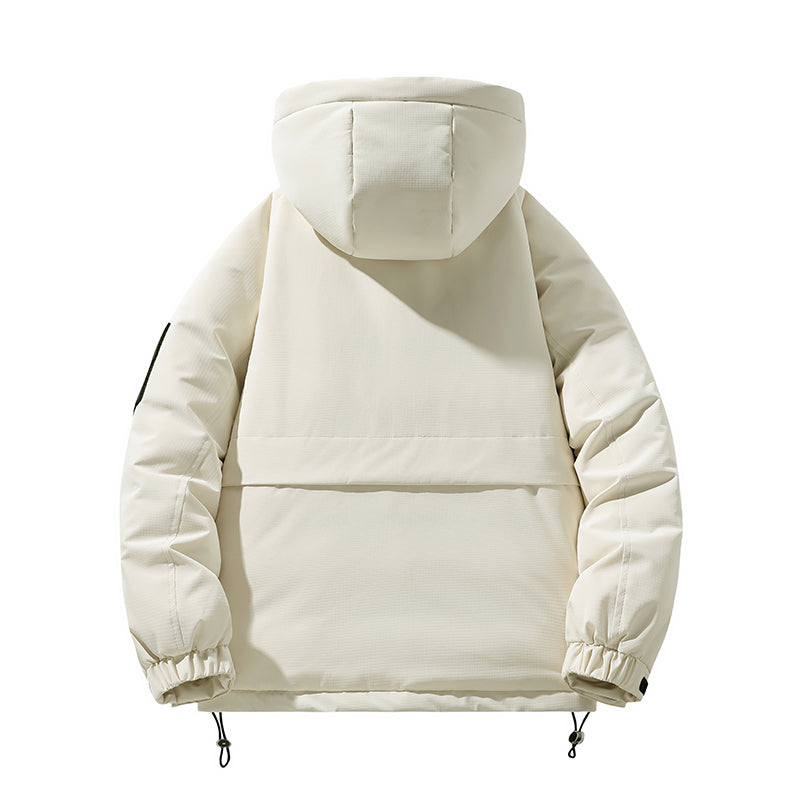 Leuchtend Gelbe Kapuzen-Pufferjacke mit Kontrastreißverschluss