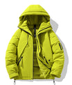 Minimalistische Cremefarbene Kapuzen-Pufferjacke mit Utility-Tasche