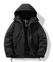 Minimalistische Cremefarbene Kapuzen-Pufferjacke mit Utility-Tasche